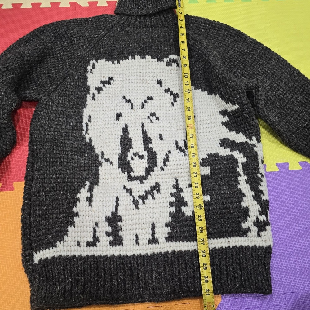 Men's Hand-Knitted Dog Wool Sweater L/M - Unique Polar‎ Bear Design - Super Warm